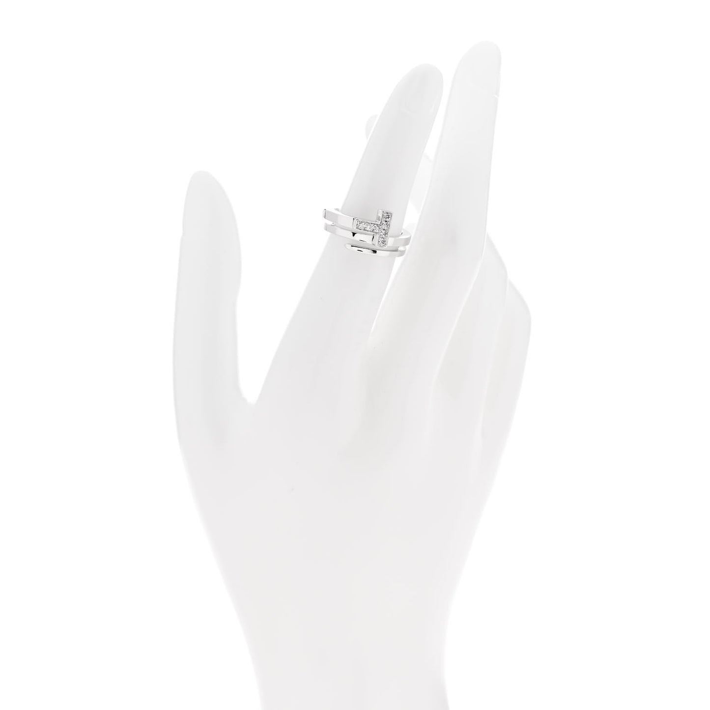 18K White Gold Diamond T Square Wrap Ring 49 4.75