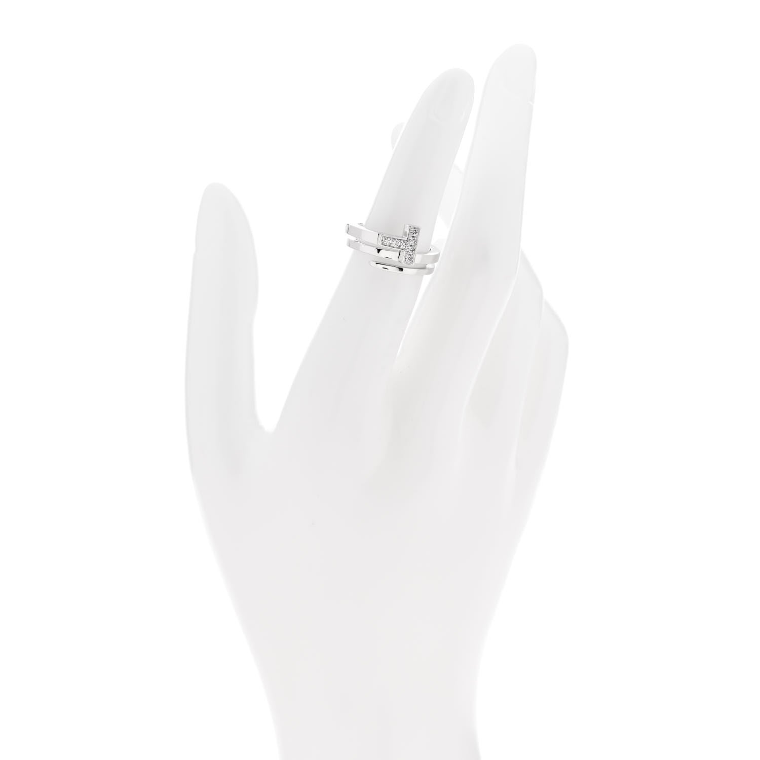 Tiffany 18K White Gold Diamond T Square Wrap Ring 49 4.75 2 of 5