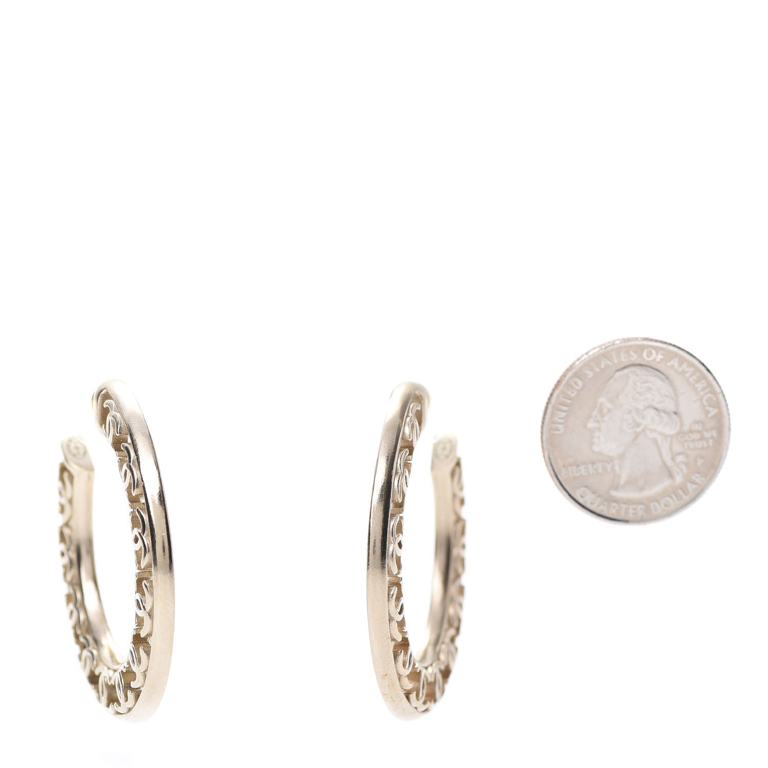 Chanel CC Hoop Earrings Gold 2 of 6