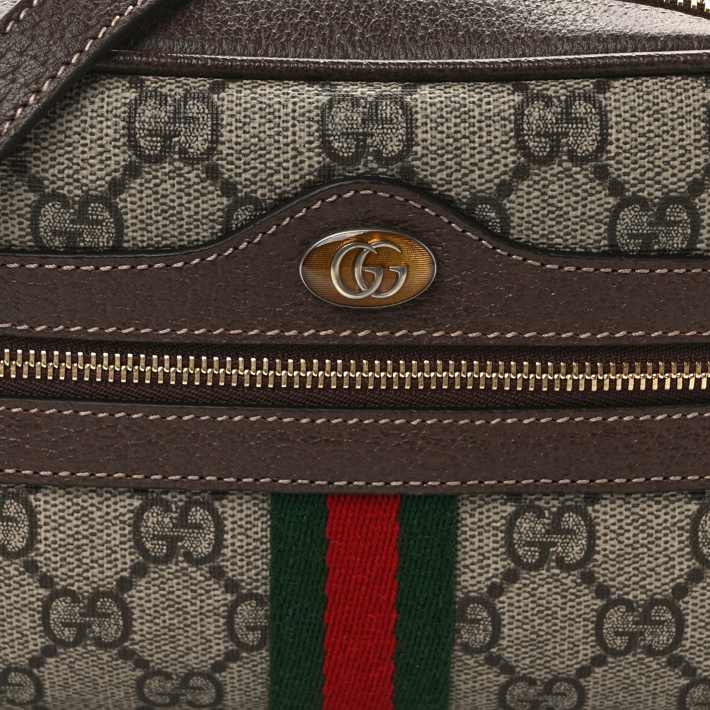 GG Supreme Monogram Web Mini Ophidia Shoulder Bag Brown