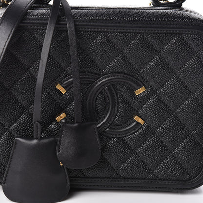 Chanel Caviar Quilted Medium CC Filigree Vanity Case Black 9 of 12