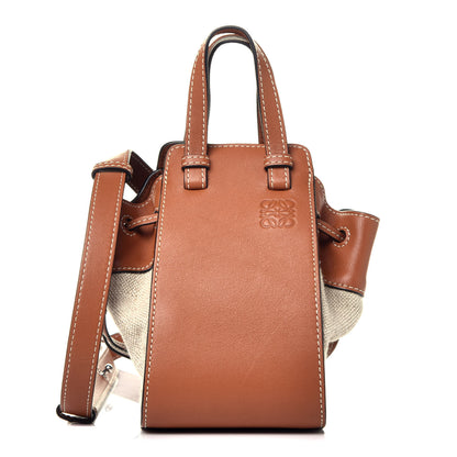 Loewe Calfskin Canvas Mini Hammock Shoulder Bag Natural Tan 1 of 9