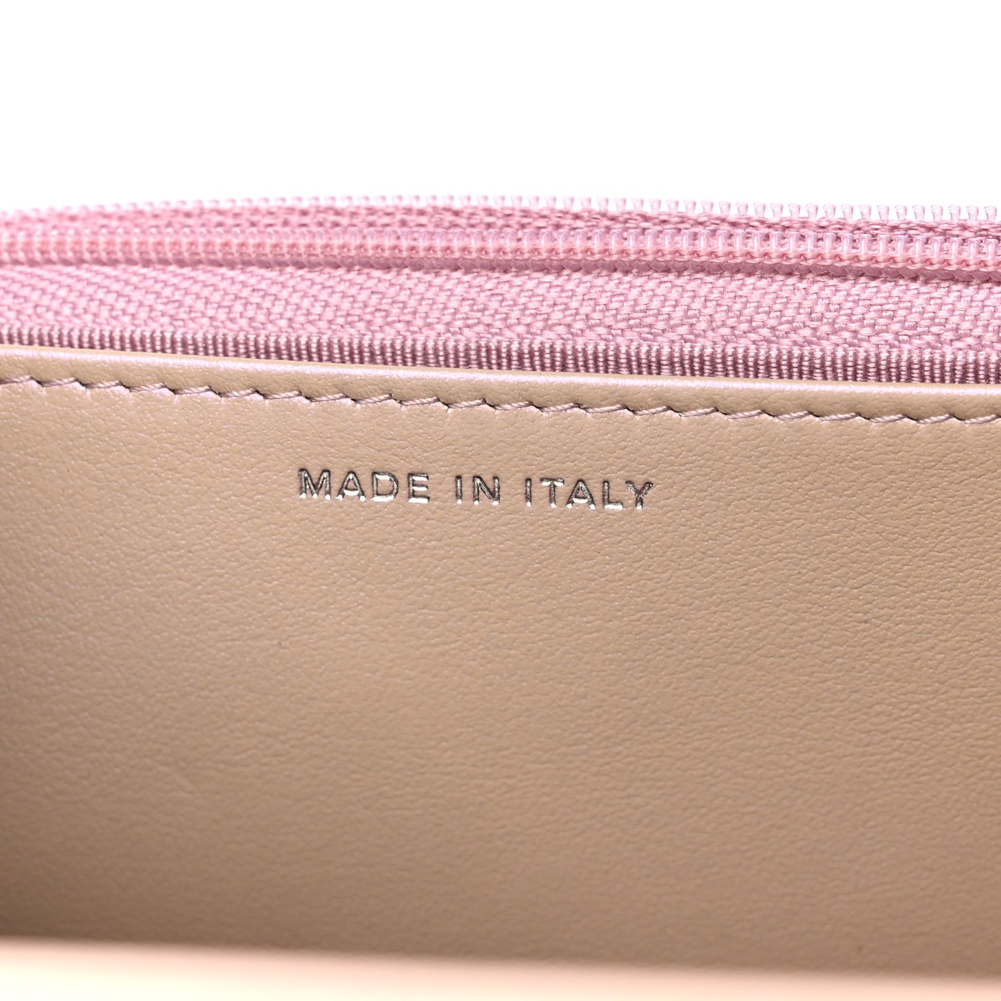 Iridescent Calfskin Quilted Wallet On Chain WOC Pink