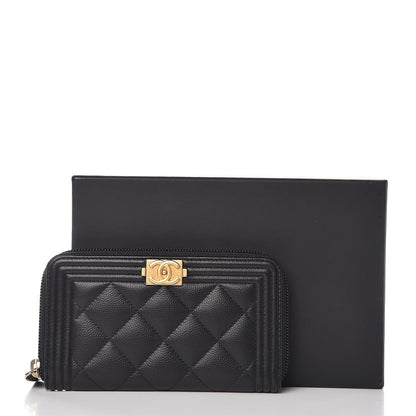 Chanel Caviar Quilted Small Boy Zip Around Wallet Black 9 of 9