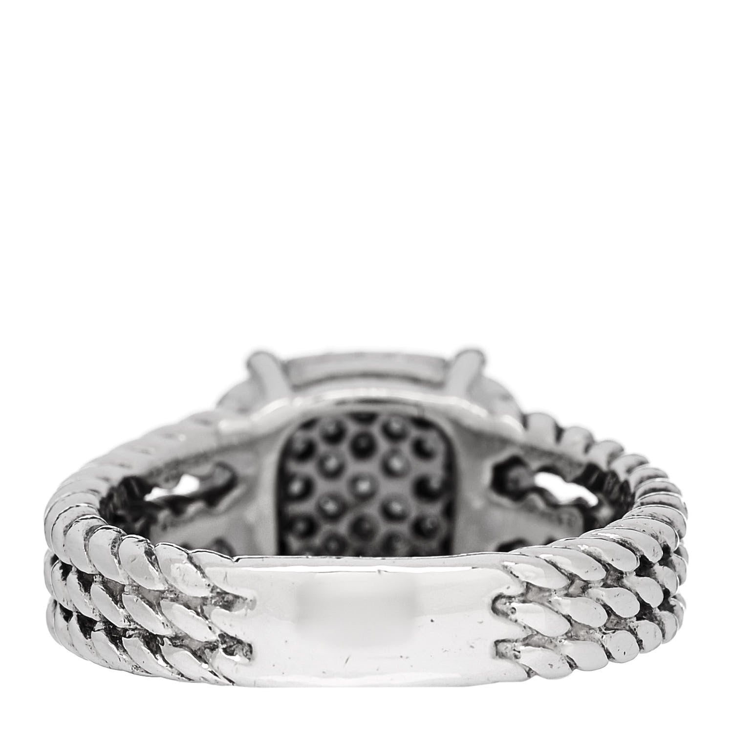 David Yurman Sterling Silver Diamond 10mm Petite Wheaton Ring 54 6.75 3 of 4