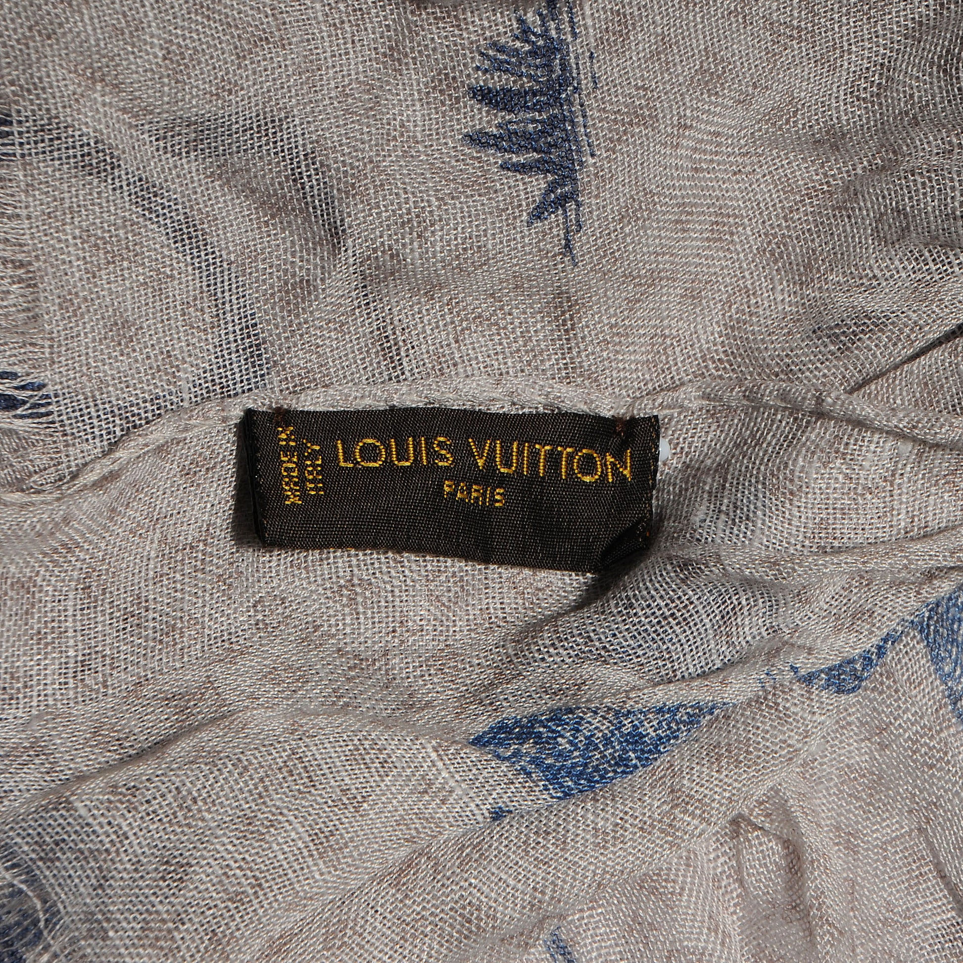 Louis Vuitton Cotton Linen Toile Etole De Louis Pareo Blue 5 of 6
