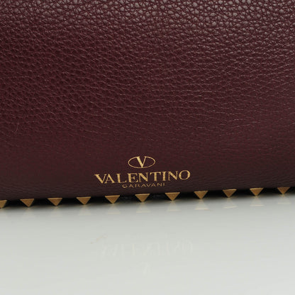 Valentino Garavani Pebbled Calfskin Medium Rockstud Tote Rubin 8 of 8