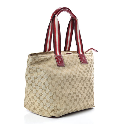 Gucci GG Monogram Large Web Handle Bucket Tote Red 3 of 14