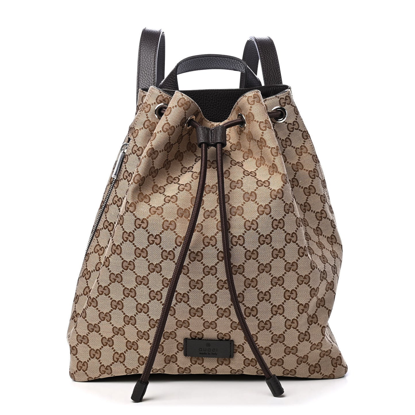 Monogram Dollar Calfskin O Drawstring Backpack Beige Ebony Testa di Moro Dark Chocolate