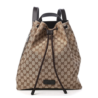 Gucci Monogram Dollar Calfskin O Drawstring Backpack Beige Ebony Testa di Moro Dark Chocolate 1 of 4