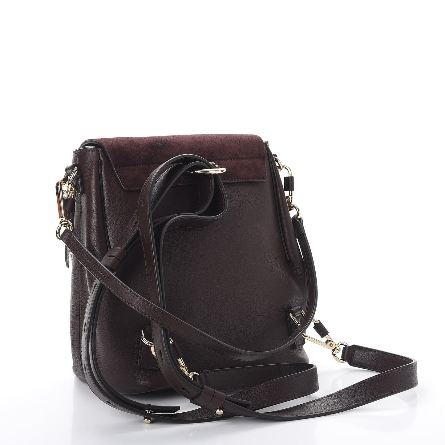 Suede Calfskin Small Faye Backpack Carbon Brown