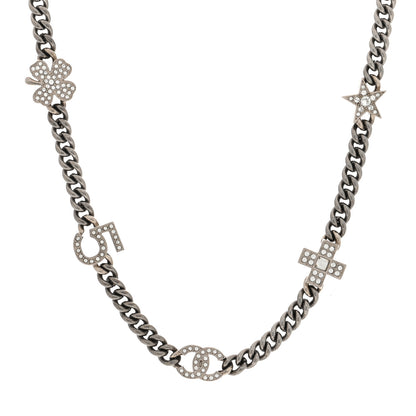 Chanel Ruthenium Crystal Chain CC Lucky Charms Choker Silver 1 of 5