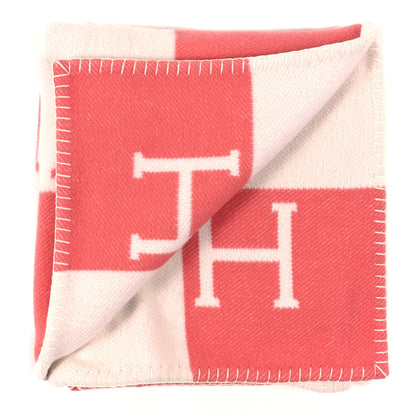 Hermes Wool Cashmere Avalon Baby Blanket Rose Airelle White 2 of 3