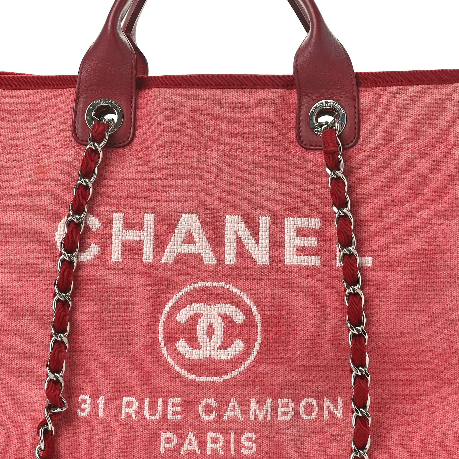Chanel Canvas Large Deauville Tote Red 8 of 11