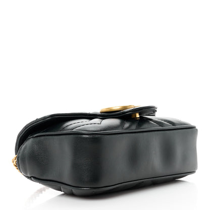Gucci Calfskin Matelasse Super Mini GG Marmont Shoulder Bag Black 4 of 10