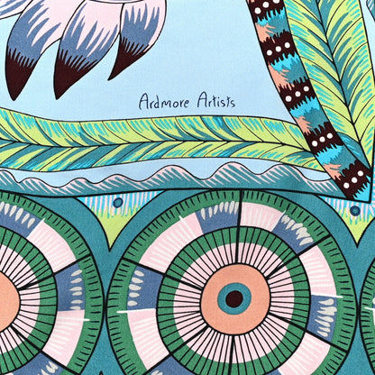 Hermes Silk The Savana Dance Wash Scarf 140 Ciel Vert Rose Poudre 3 of 6