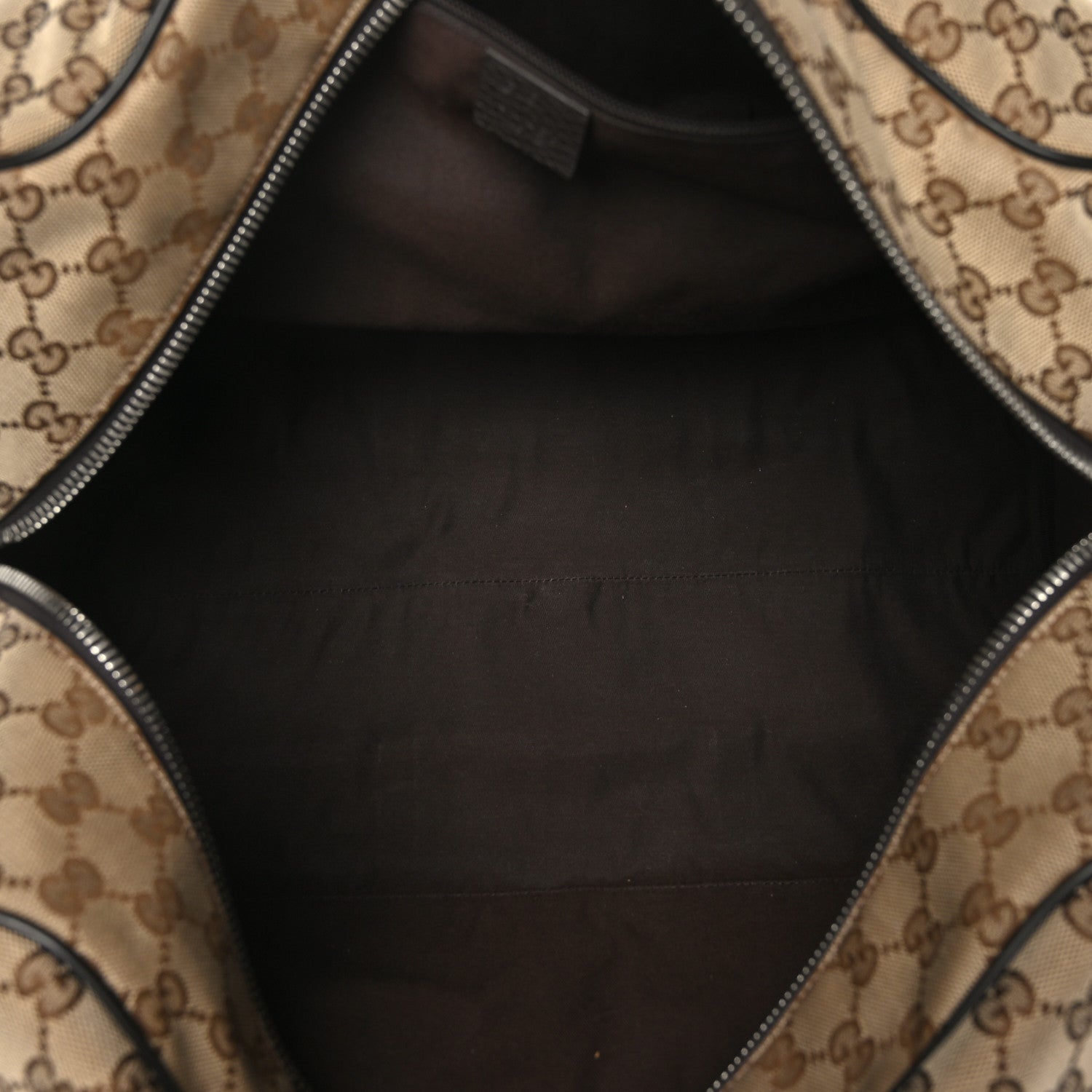 Gucci Monogram Dollar Calfskin Boston Duffle Bag Beige Ebony Testa di Moro Marrone Scuro 5 of 11