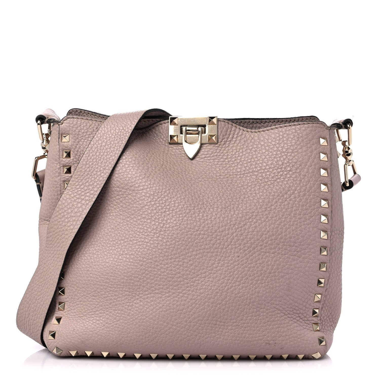 Valentino Garavani Pebbled Calfskin Small Rockstud Flip-Lock Messenger Bag Water Rose 1 of 13