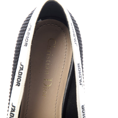 Christian Dior Fabric Ribbon Embroidered J'Adior Ballet Flats 38.5 Black 8 of 11