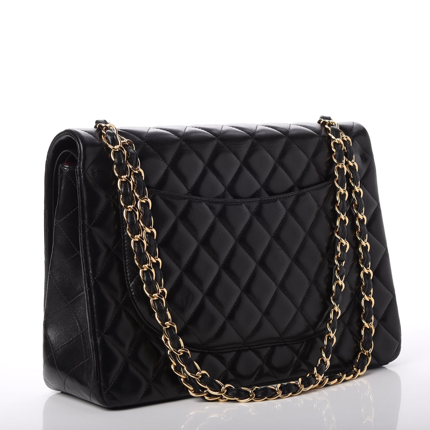 Lambskin Quilted Maxi Double Flap Black