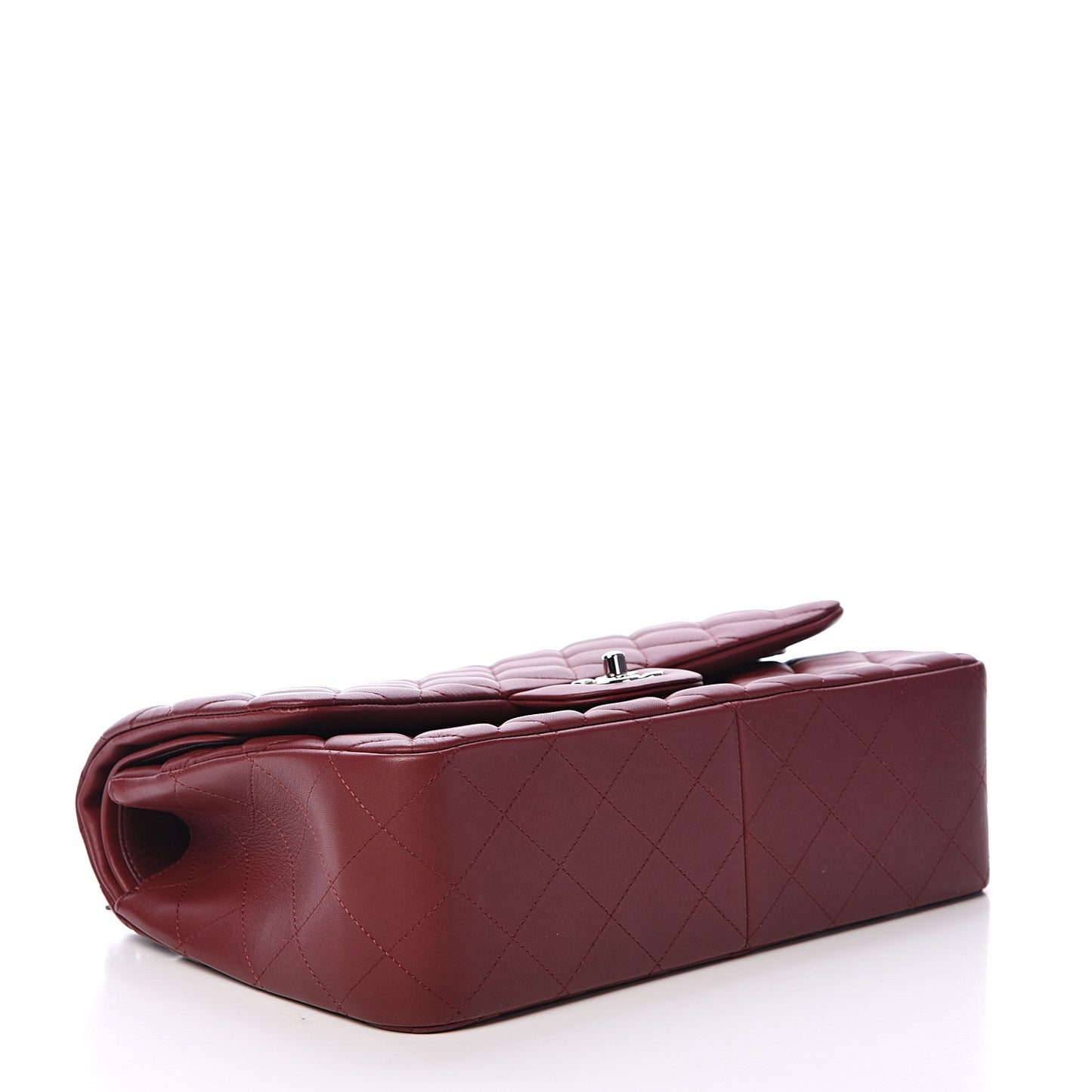 Lambskin Quilted Jumbo Double Flap Burgundy