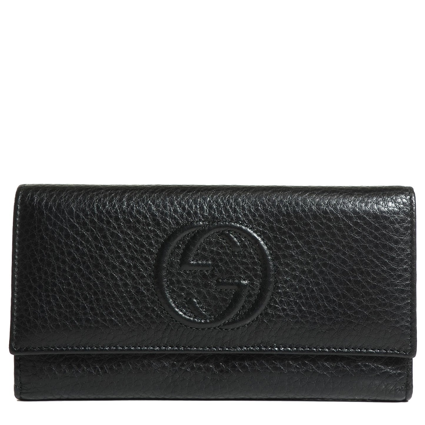 Pebbled Calfskin Large Soho Continental Wallet Black
