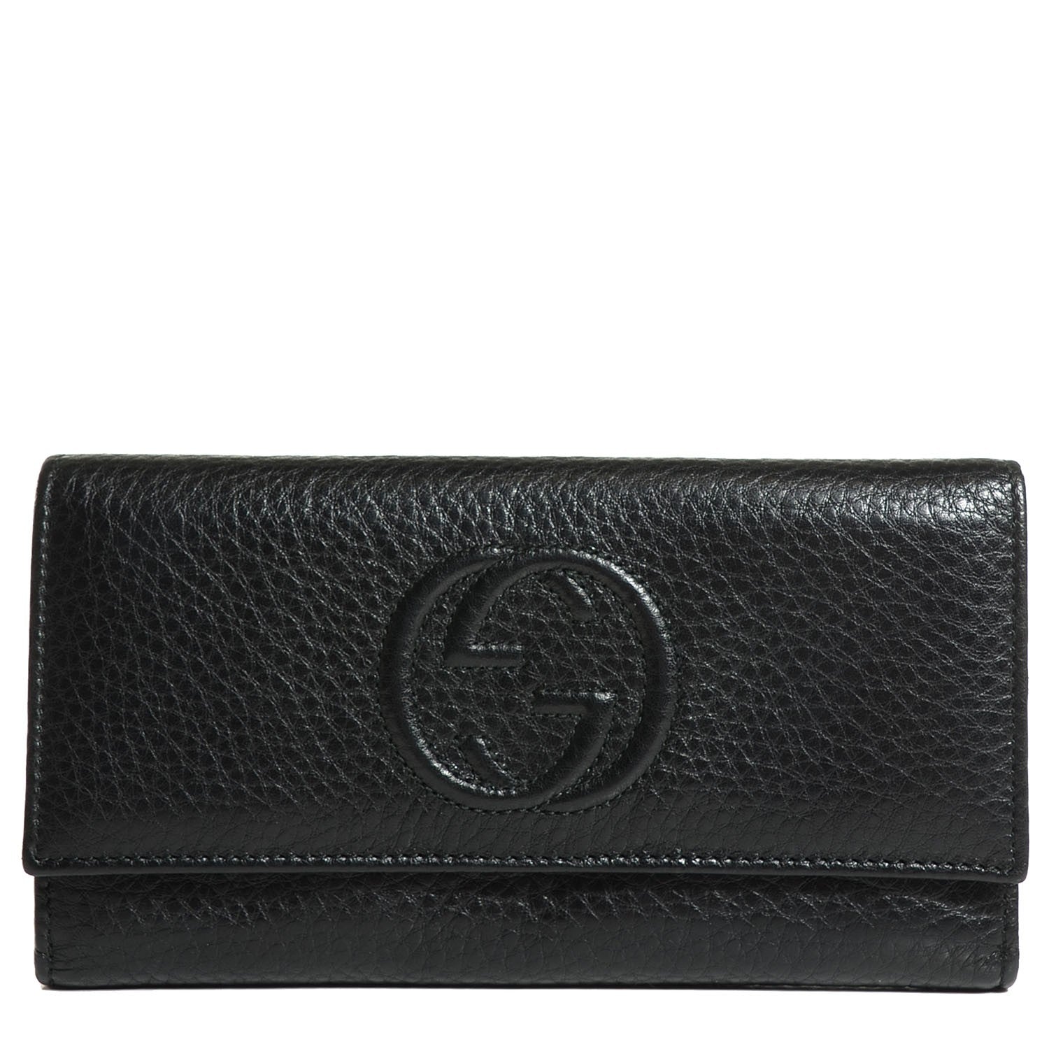 Gucci Pebbled Calfskin Large Soho Continental Wallet Black 1 of 8