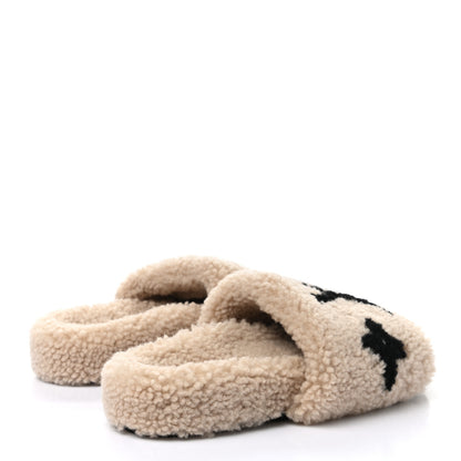 Louis Vuitton Shearling Bom Dia Flate Mules 38.5 Beige 4 of 10