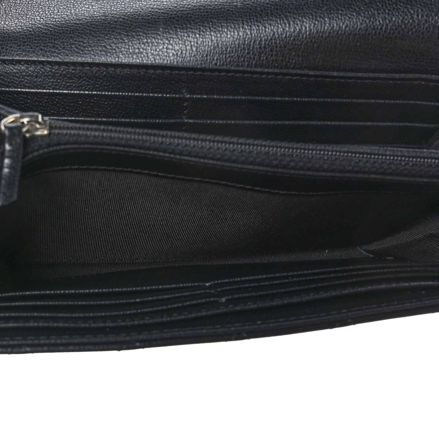 Grained Calfskin Quilted CC Box Flap Wallet Black