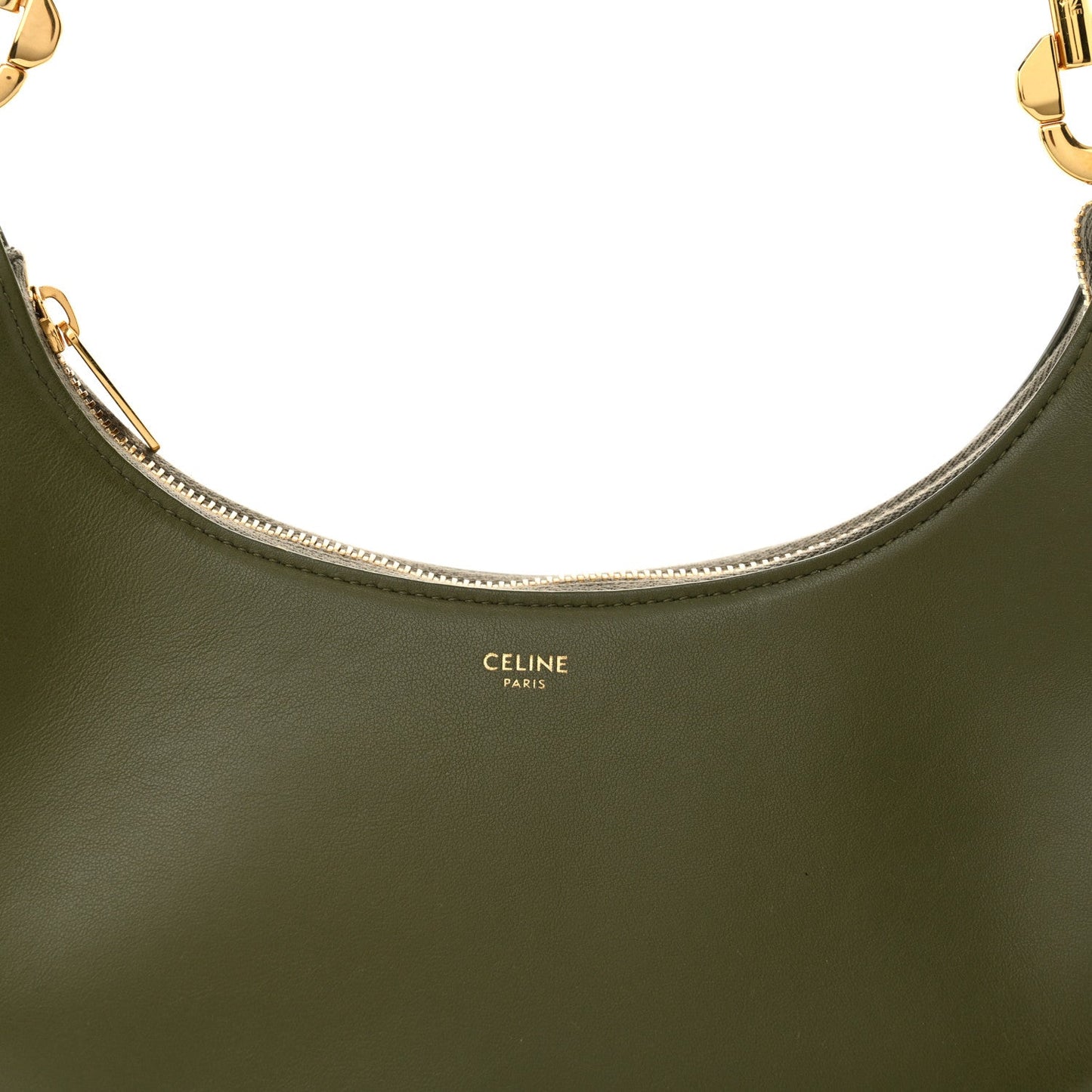 Smooth Calfskin Medium Strap Ava Shoulder Bag Dark Olive