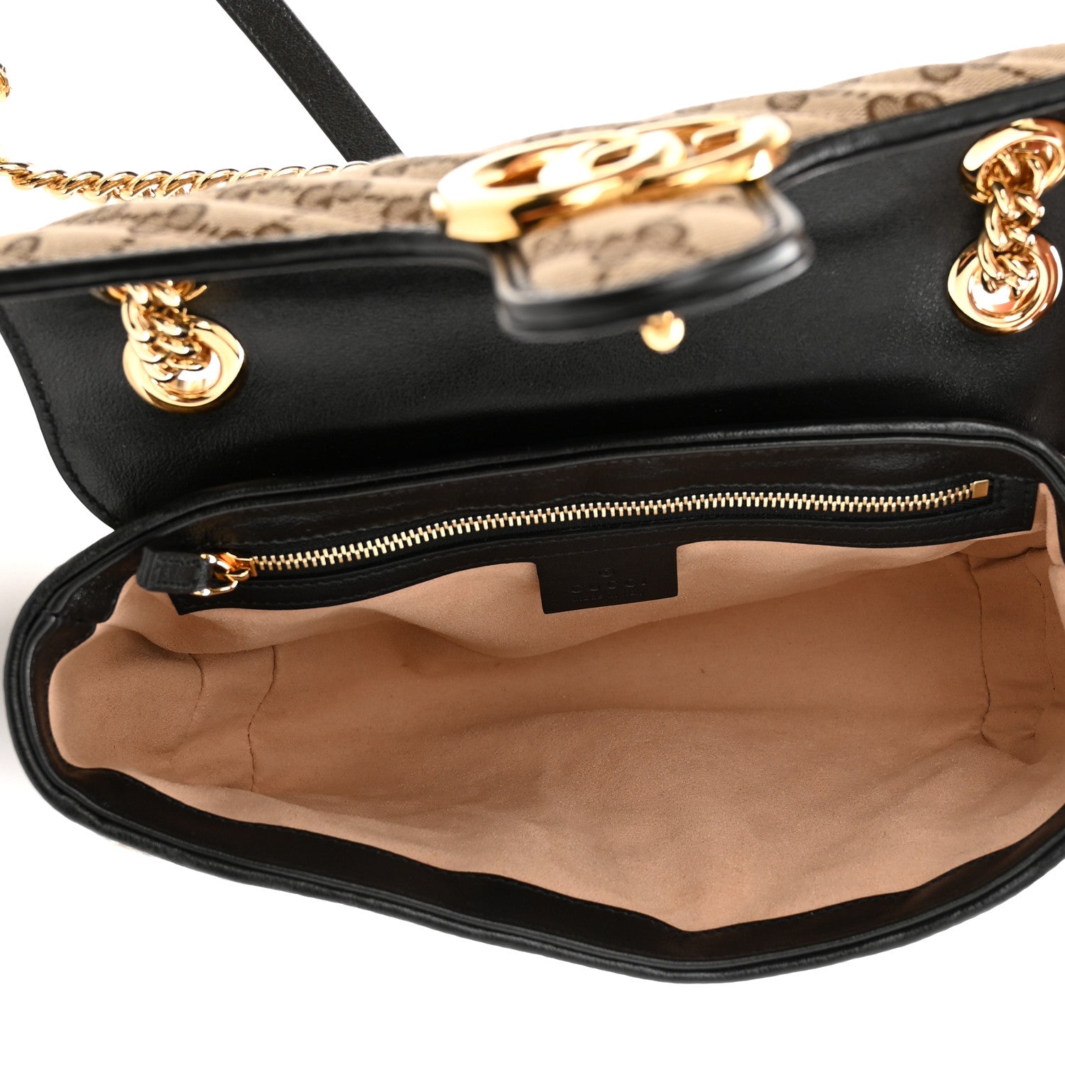 Gucci Monogram Matelasse Diagonal Small GG Marmont Shoulder Bag Beige Black 6 of 10