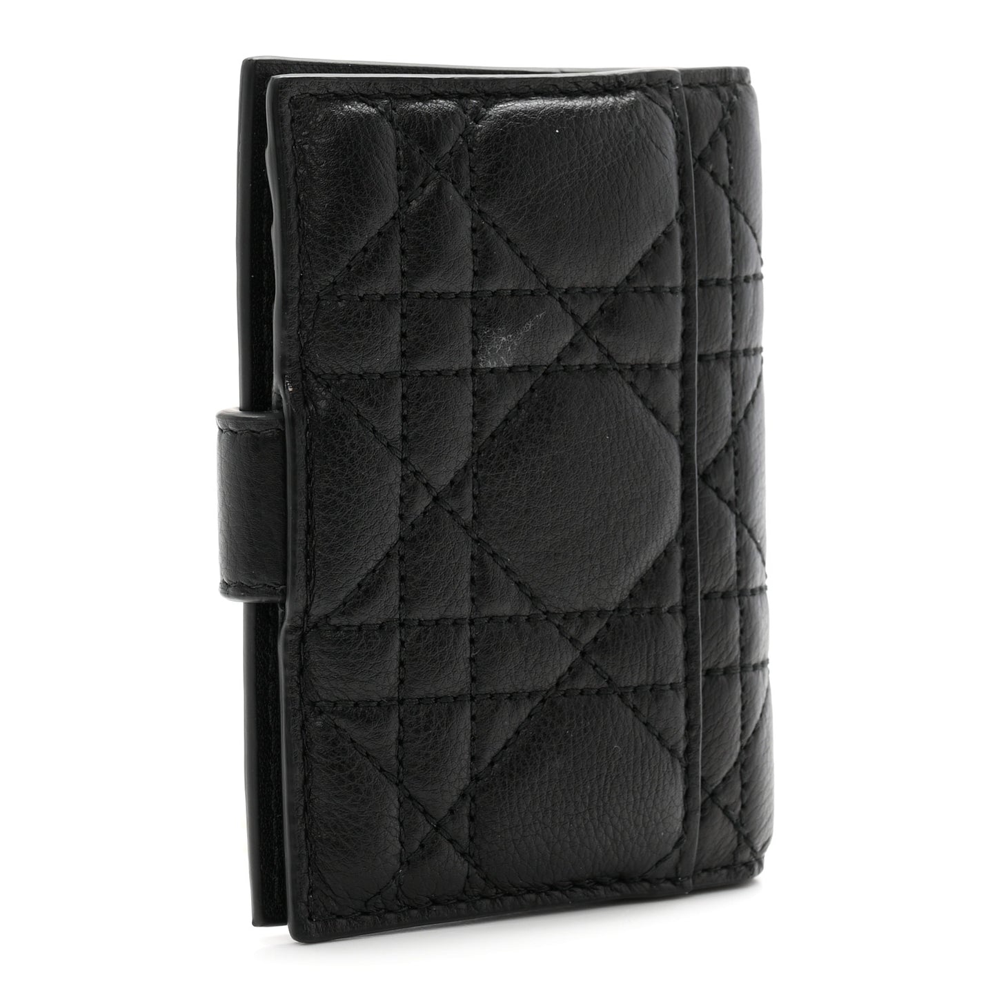 Supple Calfskin Cannage Caro Dandelion Card Holder Black