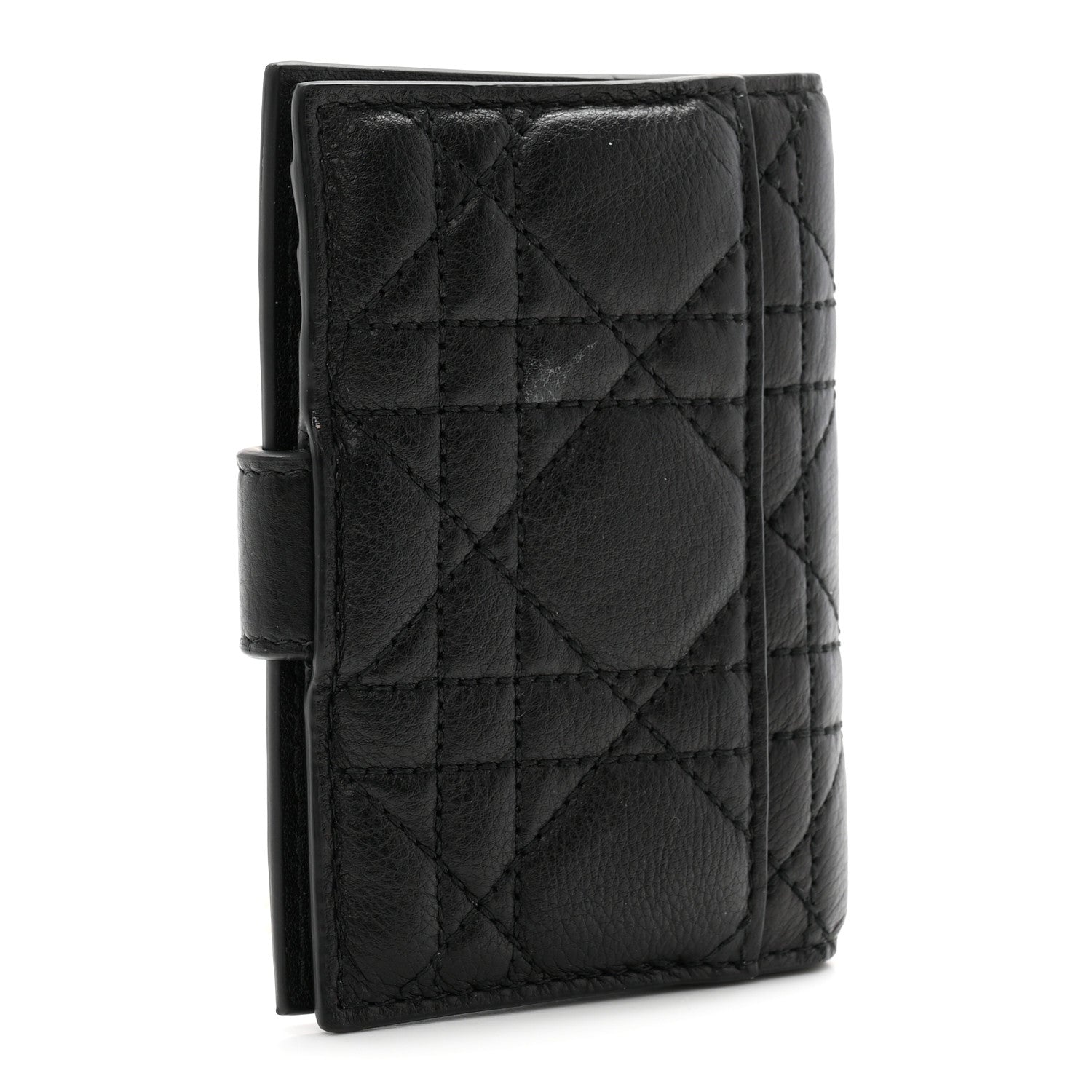 Christian Dior Supple Calfskin Cannage Caro Dandelion Card Holder Black 3 of 7