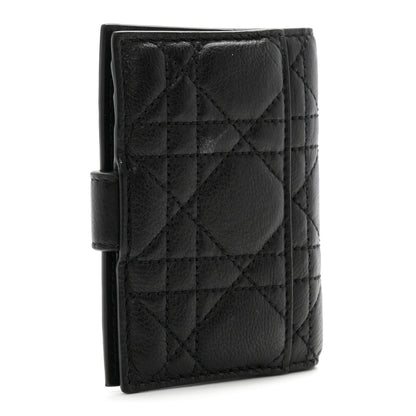 Christian Dior Supple Calfskin Cannage Caro Dandelion Card Holder Black 3 of 7