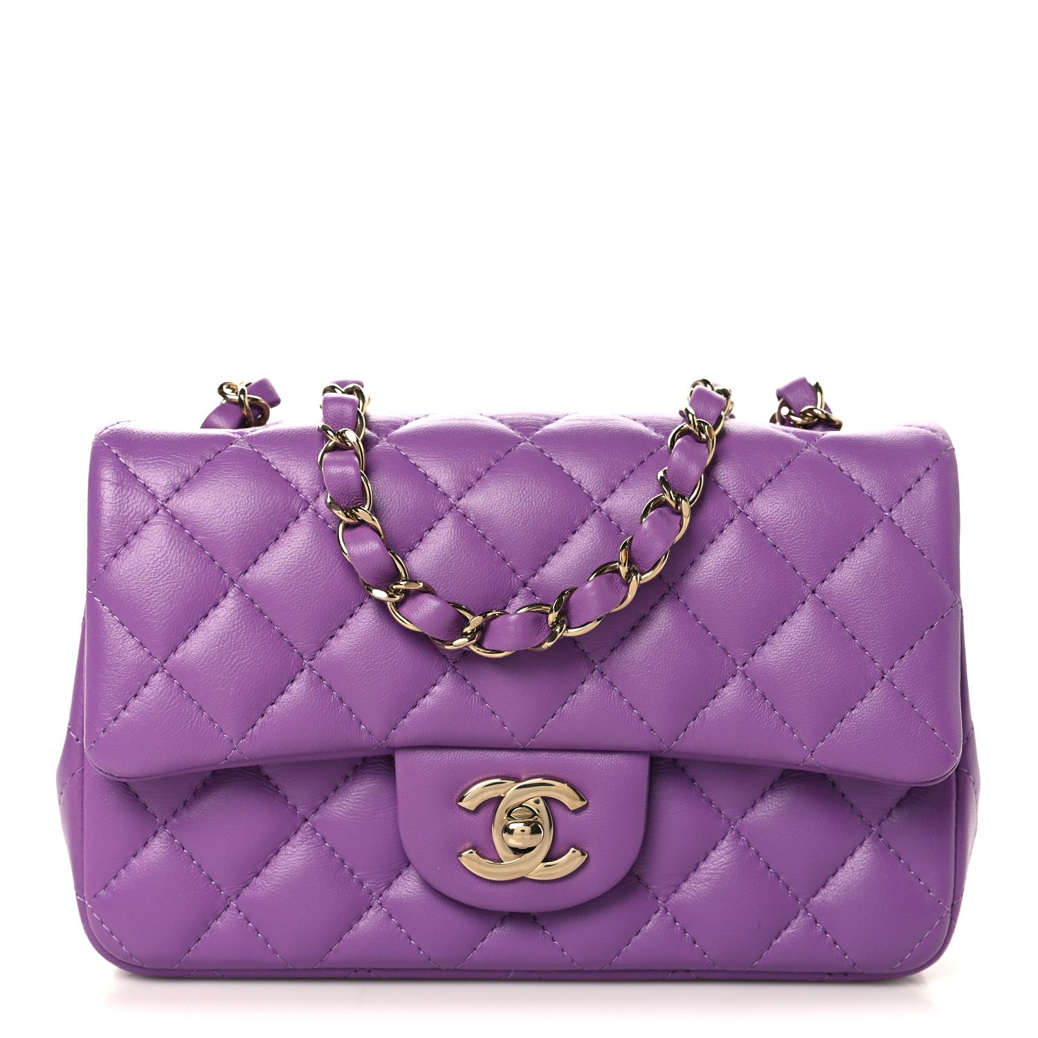 Chanel Lambskin Quilted Mini Rectangular Flap Purple 1 of 11