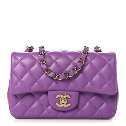 Chanel Lambskin Quilted Mini Rectangular Flap Purple 1 of 11