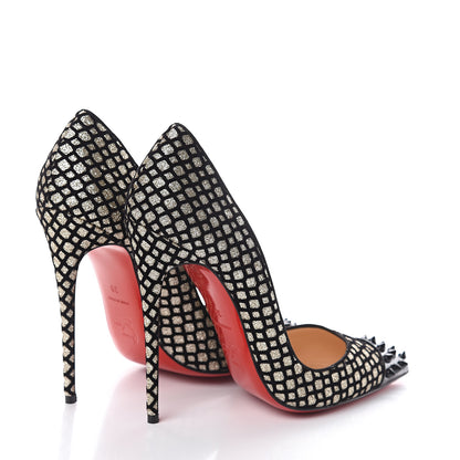 Christian Louboutin Glitter Floque Geo 120 Pumps 38 Platine Black 4 of 7