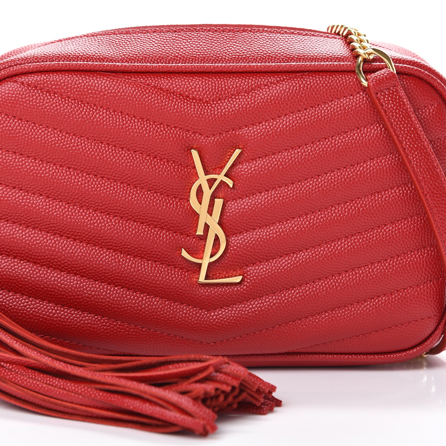 Saint Laurent Grain De Poudre Matelasse Monogram Mini Lou Camera Bag Eros Red 7 of 10