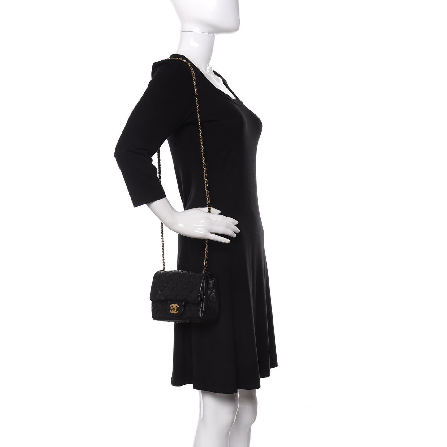 Lambskin Quilted Mini Pearl Crush Flap Black