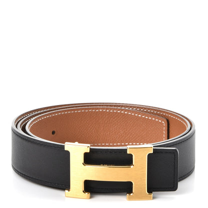 Hermes Swift Epsom 32mm H Belt 90 Black Gold 1 of 9