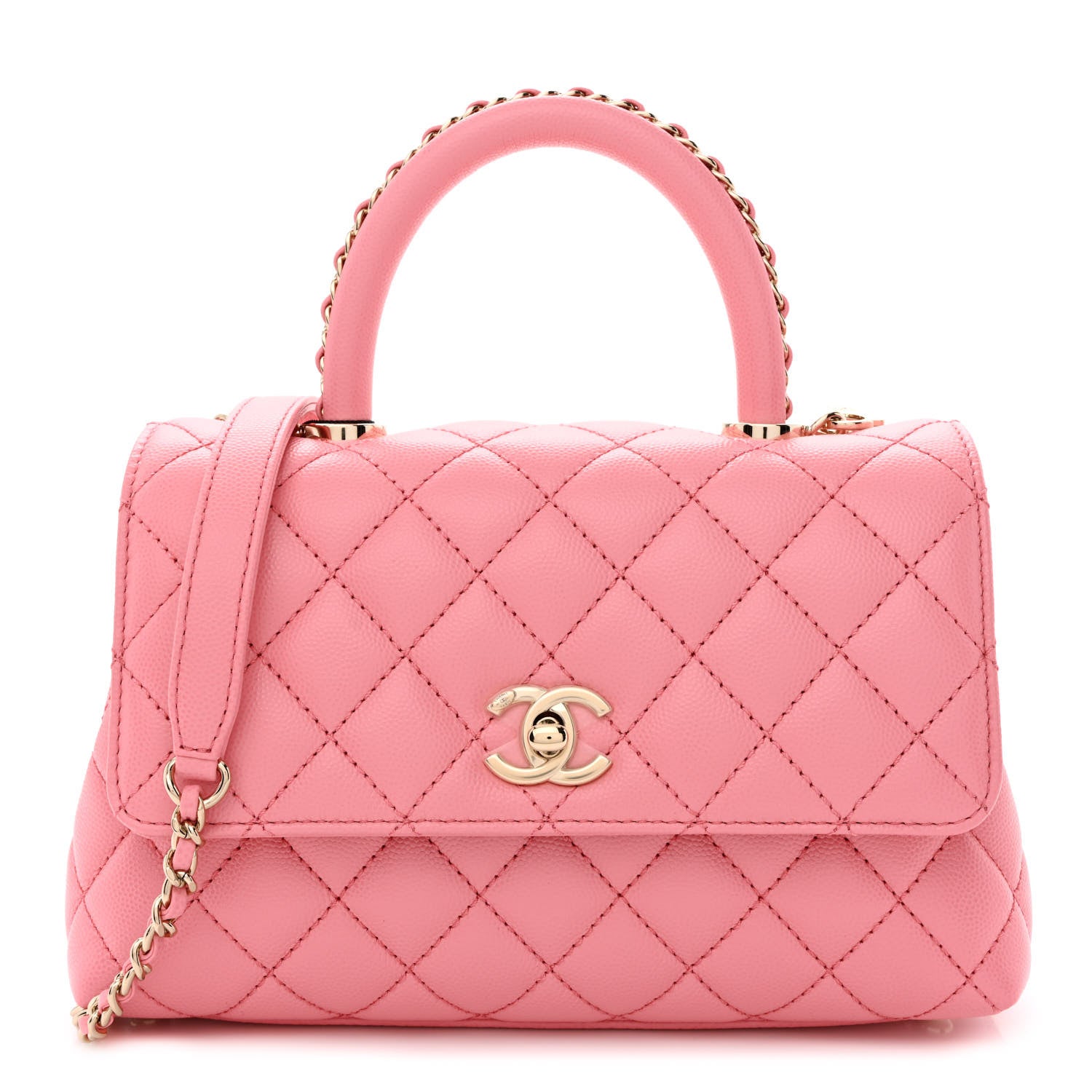 Chanel Caviar Quilted Mini Coco Chain Handle Flap Pink 1 of 11