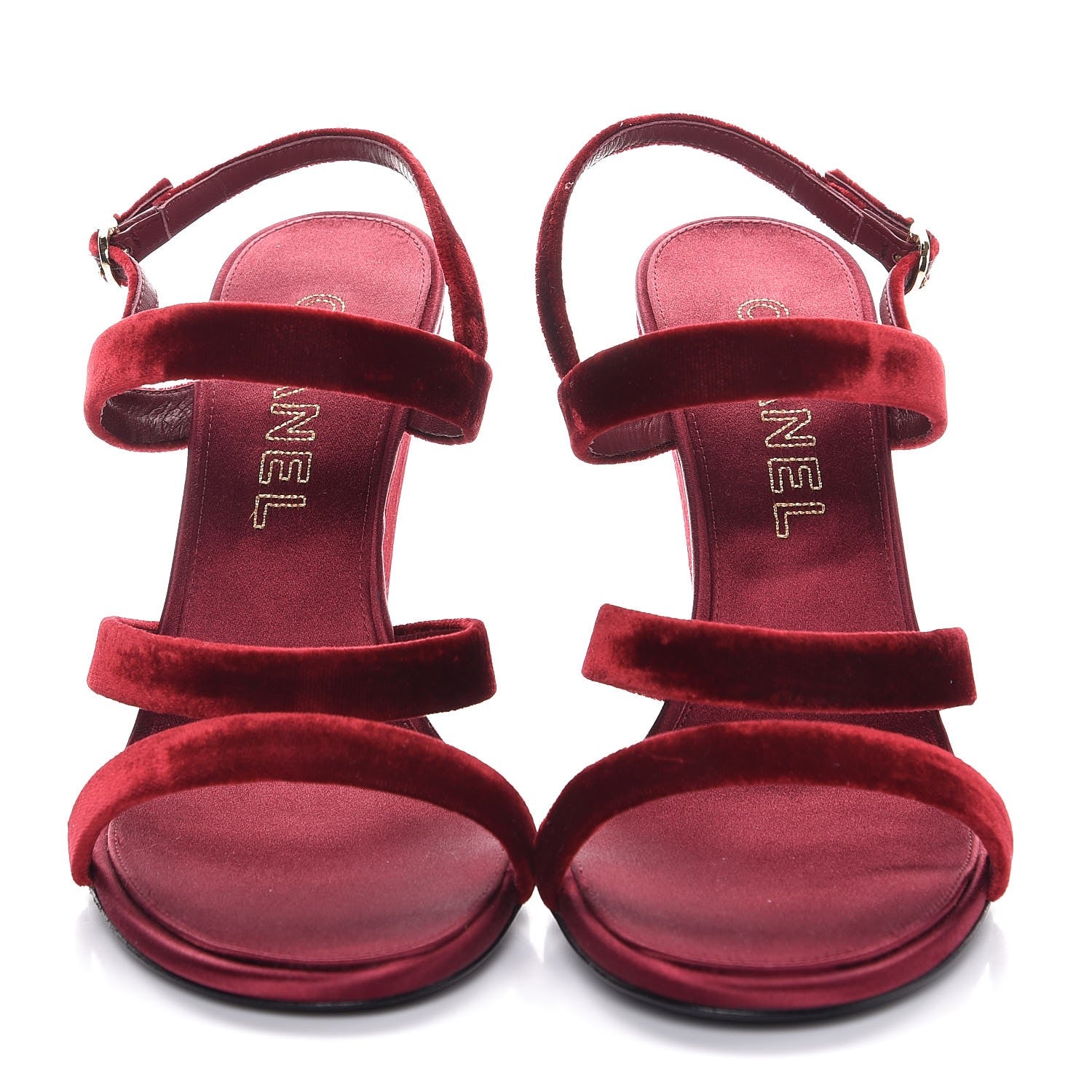 Chanel Velvet Wedge Sandal 40.5 Burgundy 3 of 8