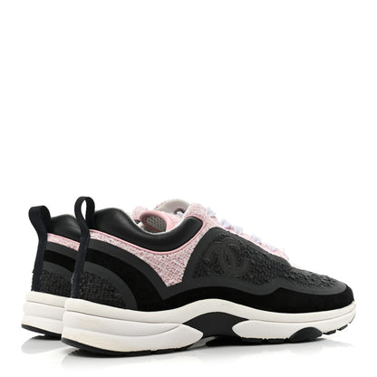 Chanel Tweed Suede Calfskin CC Sneakers 39 Gray Pink 5 of 14