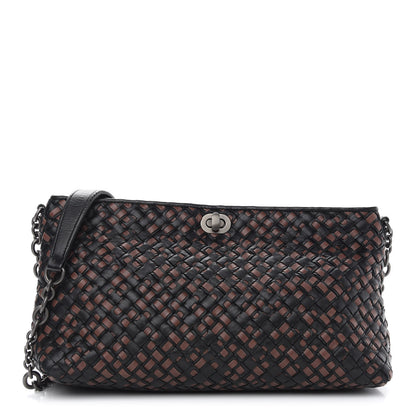 Bottega Veneta Nappa Intrecciato Chain Crossbody Black Brown 1 of 8