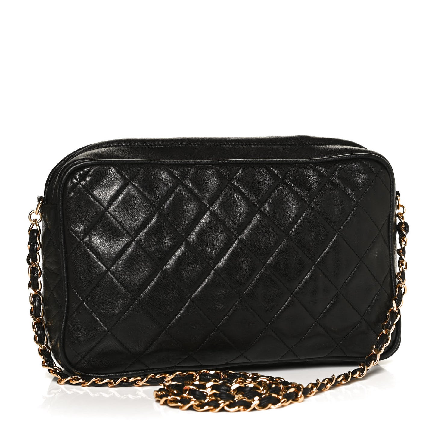 Lambskin Quilted CC Tassel Camera Case Black