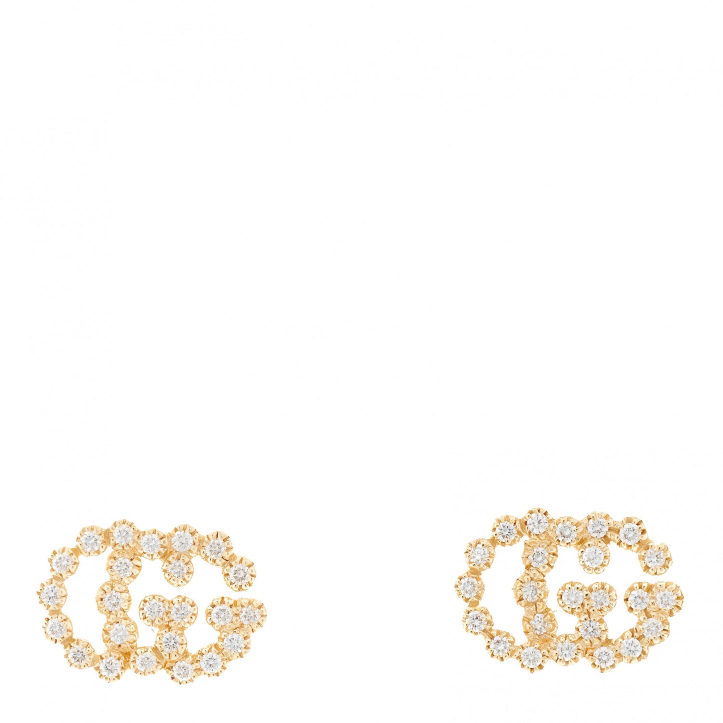 18K Yellow Gold Diamond Running G Earrings