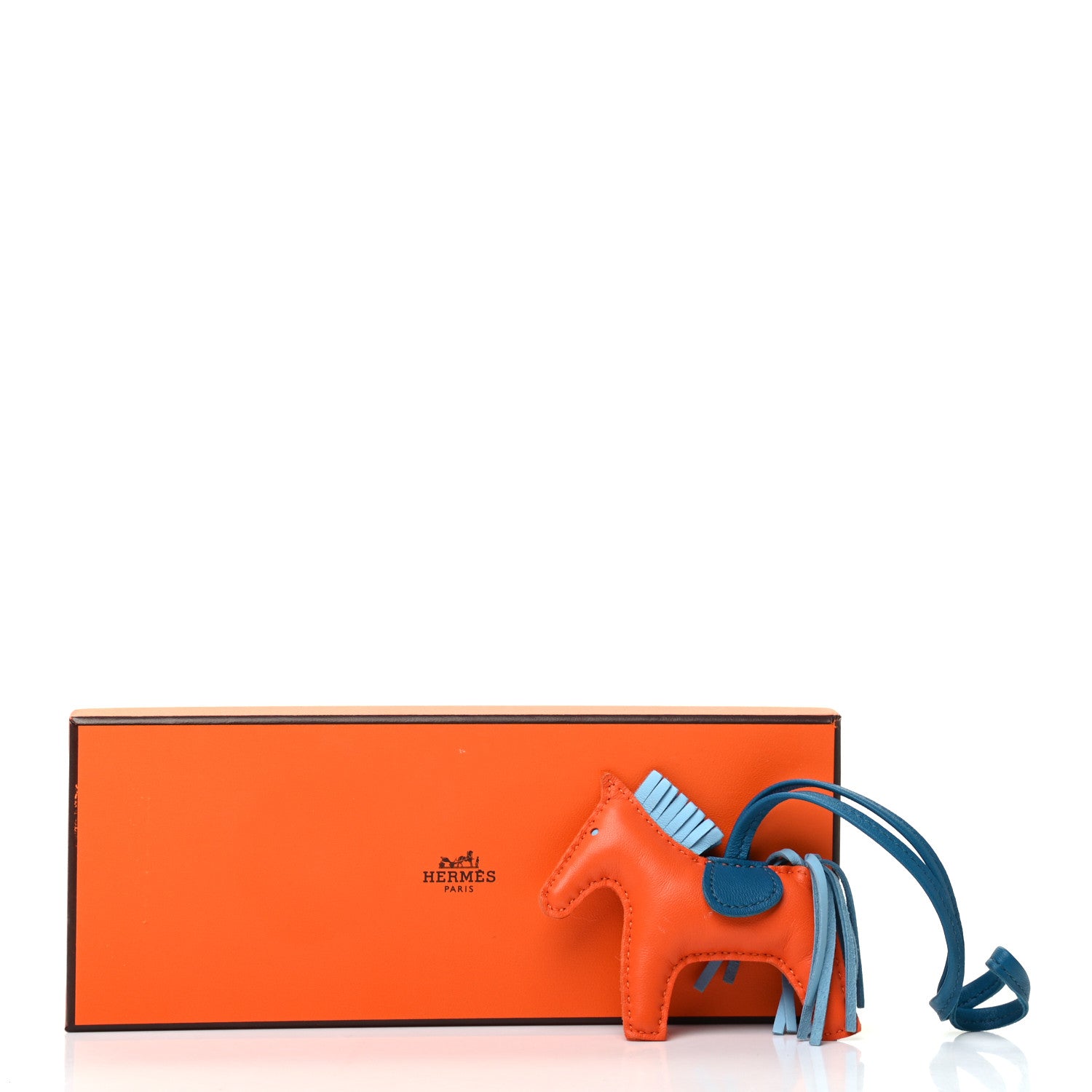 Hermes Milo Lambskin Grigri Rodeo Horse Bag Charm PM Feu Celeste Bleu Izmir 4 of 4