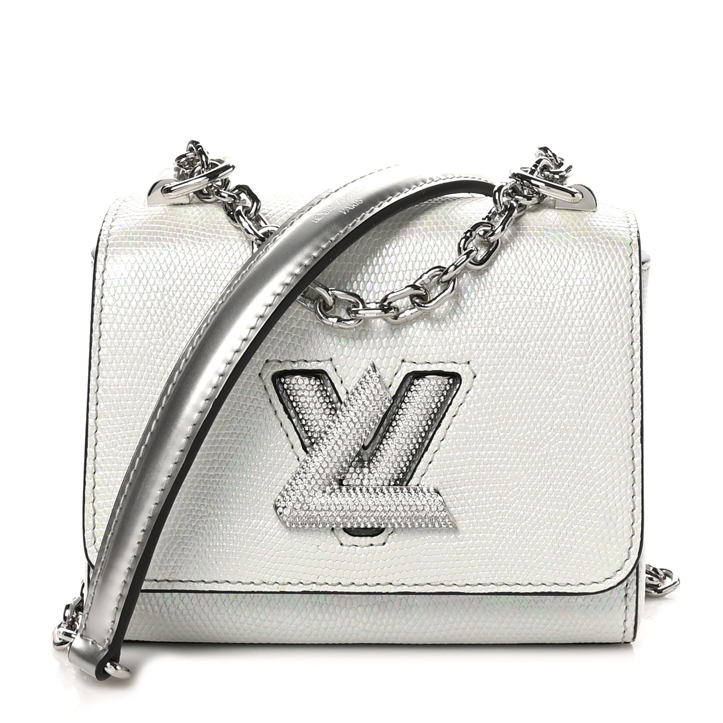 Iridescent Lizard Mini Swarovski Strass Twist Shoulder Bag