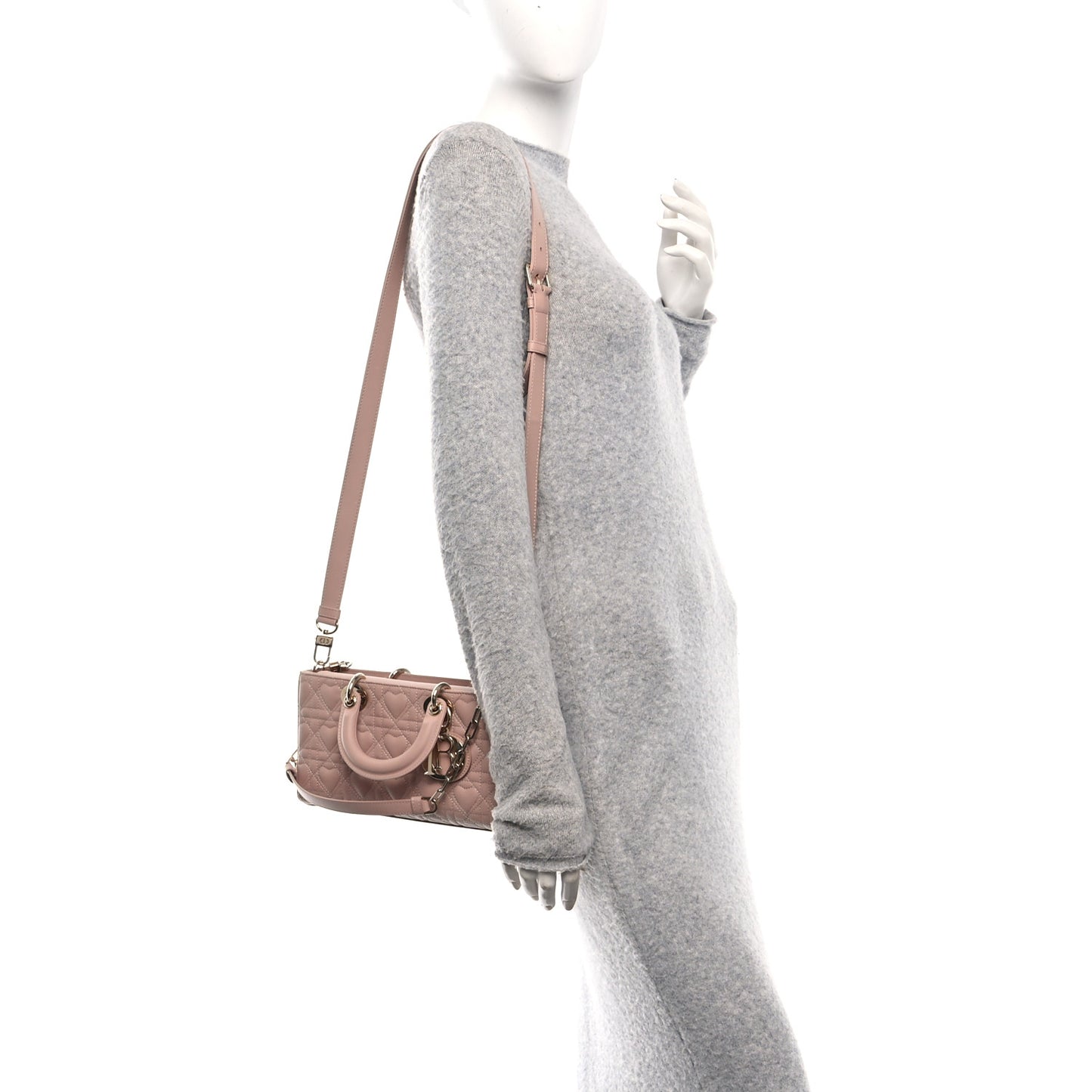 Lambskin Cannage Heart Medium Lady D-Joy Rose Des Vents