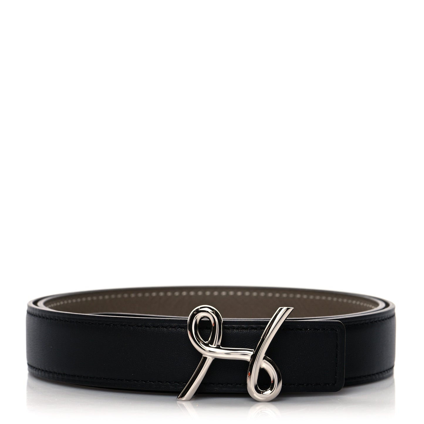 Swift Epsom 24mm H Cursives Belt 75 Black Etoupe